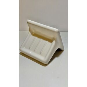White Ceramic Soap Dish Recessed Tile In Wall Mount MCM #1